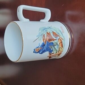 NORMAN Rockwell Fisherman Captain Coffee Mug “Braving The Storm” 1985